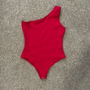 Red One Shoulder Stretch Bodysuit